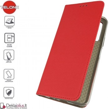 Telone smart magnet atverčiamas dėklas - raudonas (Huawei P SMART PRO)